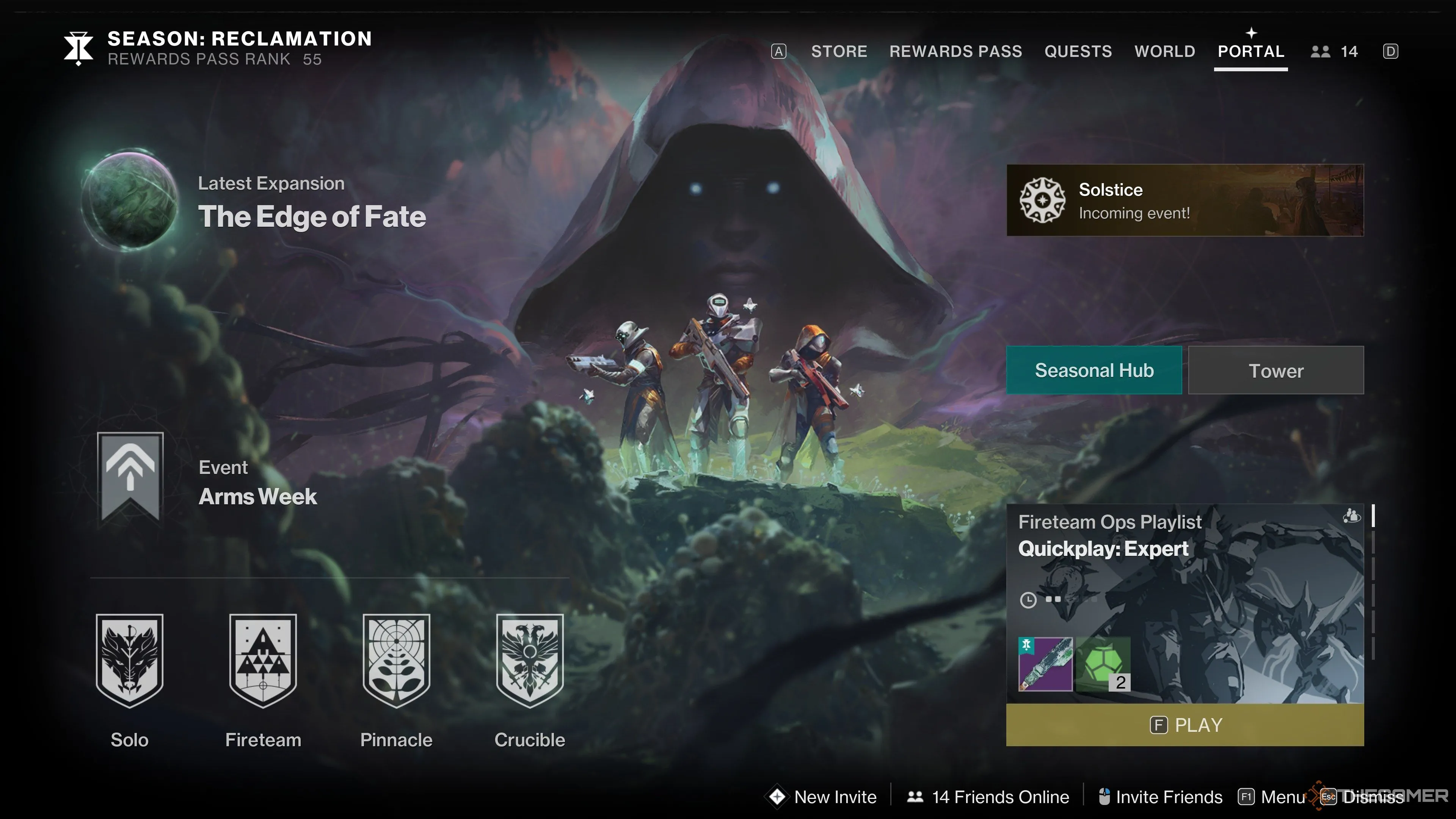 Màn hình menu Portal trong Destiny 2 hiển thị các hoạt động tăng Power Level