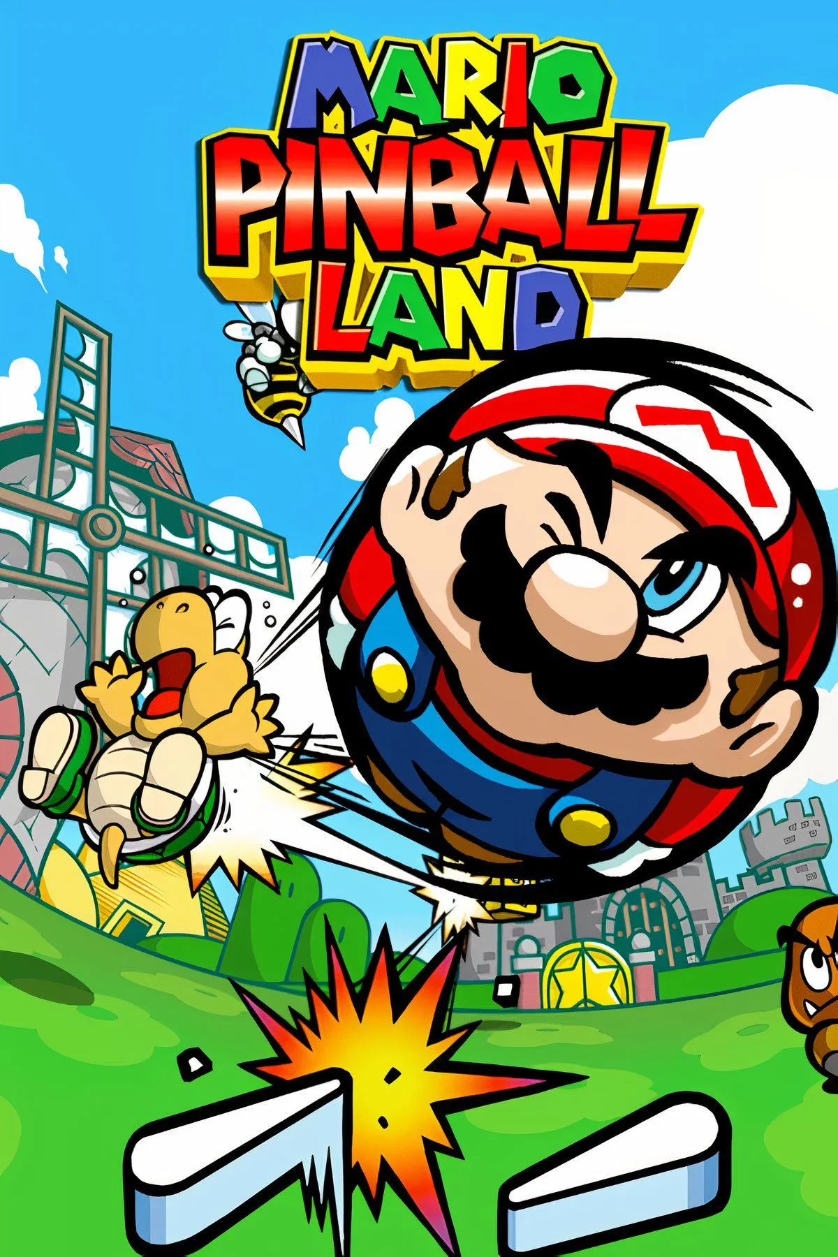 Mario biến hình thành quả bóng pinball trong Mario Pinball Land, sẵn sàng cho những màn chơi đầy thử thách