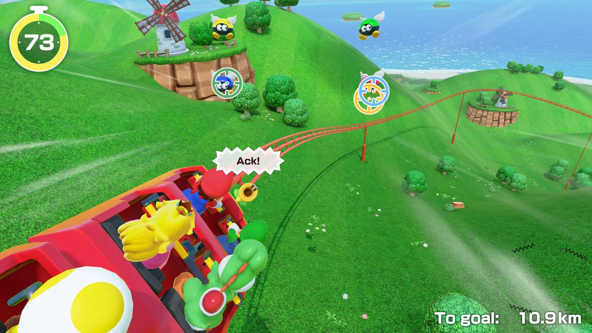 Minigame What's the Scoop trong Super Mario Party Jamboree, nơi người chơi làm kem theo yêu cầu.