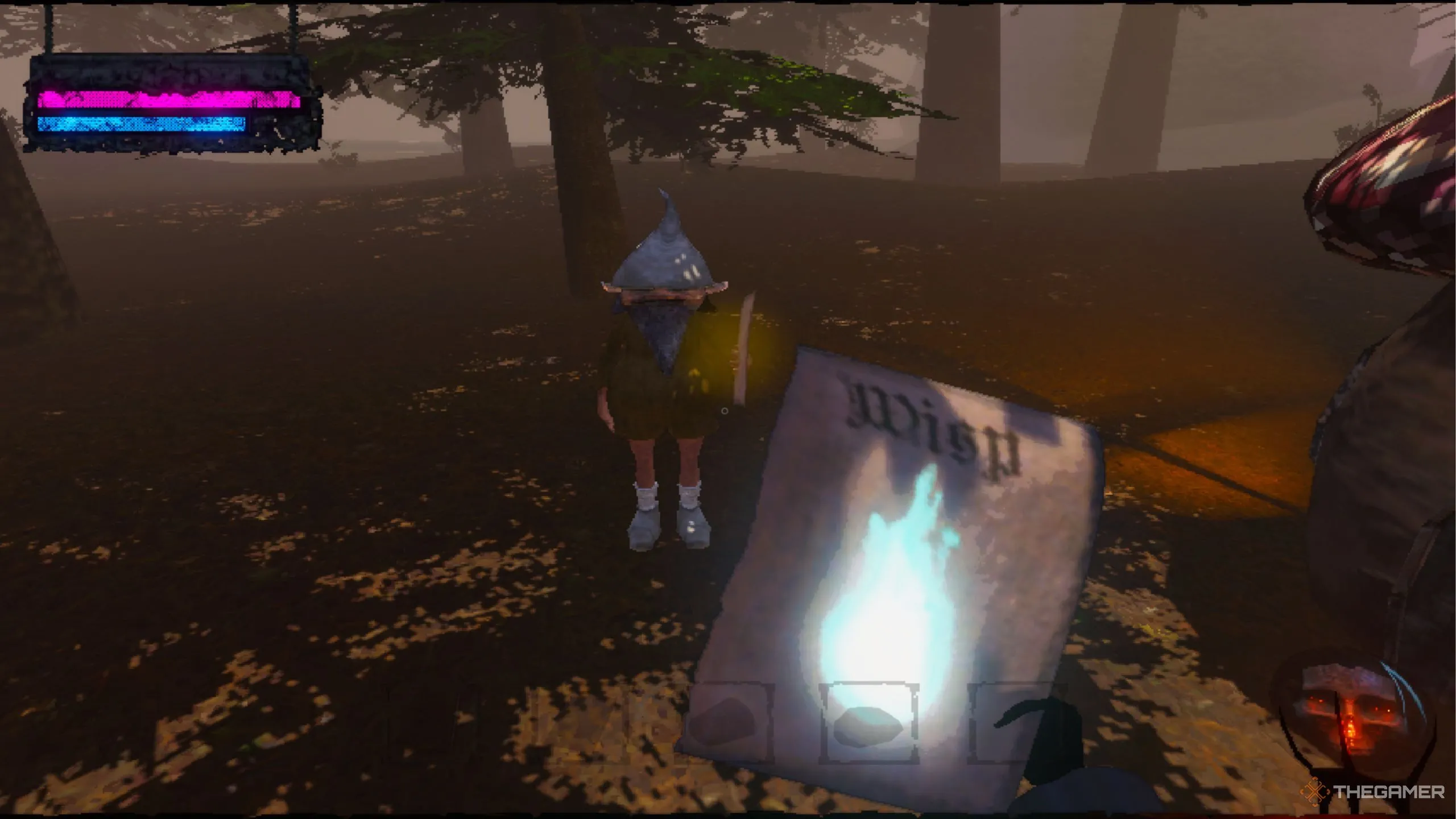 Người chơi Mage Arena giao dịch với thương nhân gnome để nhận trang phép thuật mới.