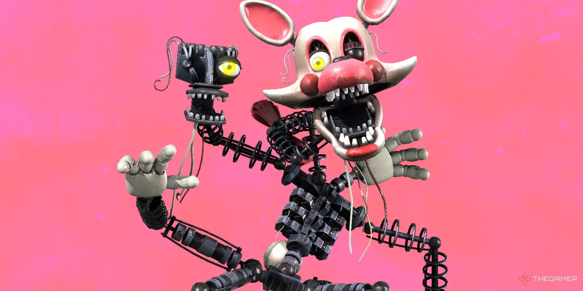 Nhân vật animatronic Mangle nổi tiếng trong series game Five Nights At Freddy's, một biểu tượng của sự bí ẩn và đáng sợ mà fan rất yêu thích.