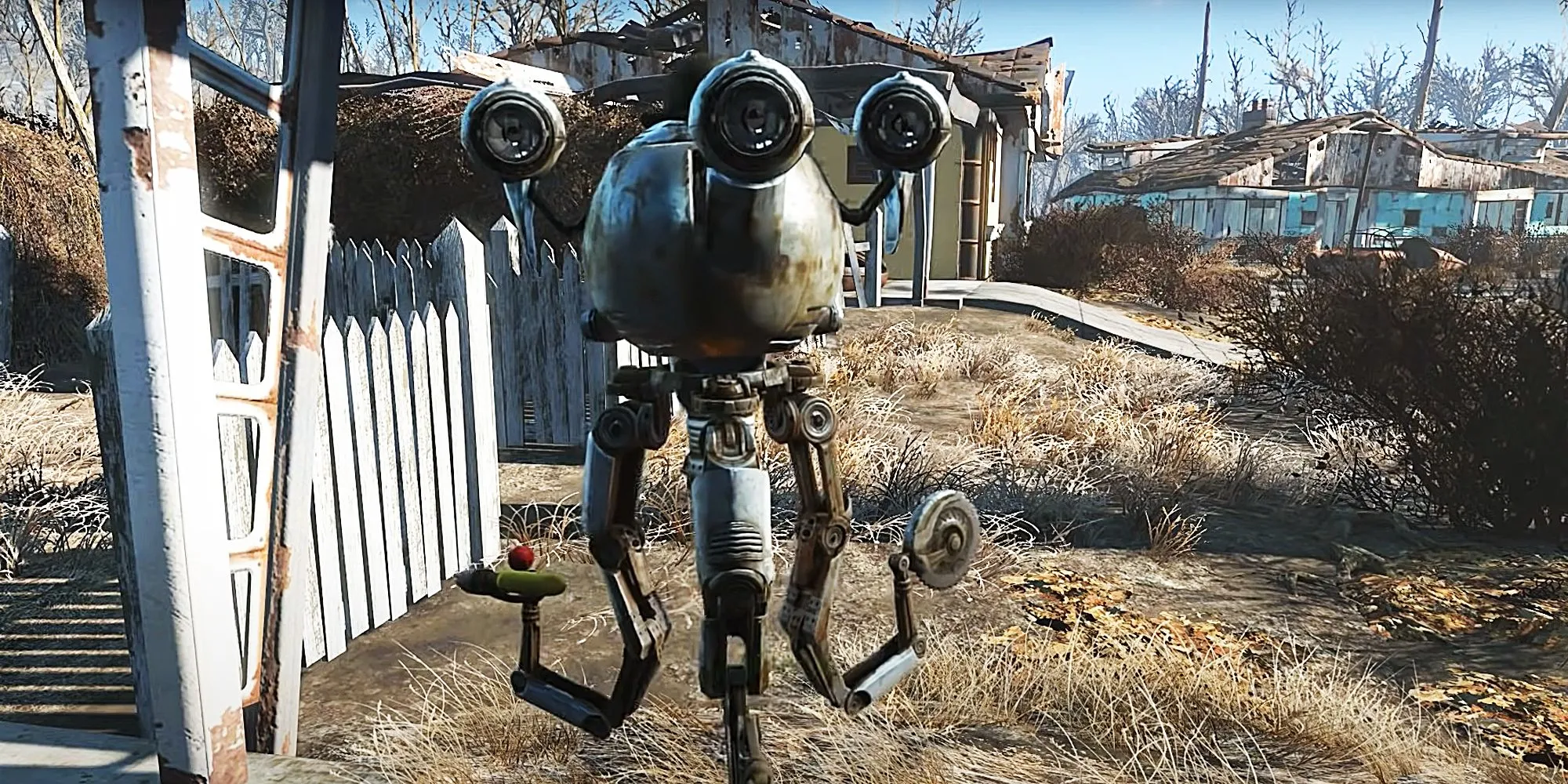 Quản gia robot Codsworth trong Fallout 4, vẫn trung thành và lịch sự giữa thế giới hậu tận thế.