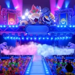 Sân khấu Bowser Live rực rỡ trong Super Mario Party Jamboree Nintendo Switch 2 Edition, nơi game thủ đối đầu kịch tính.