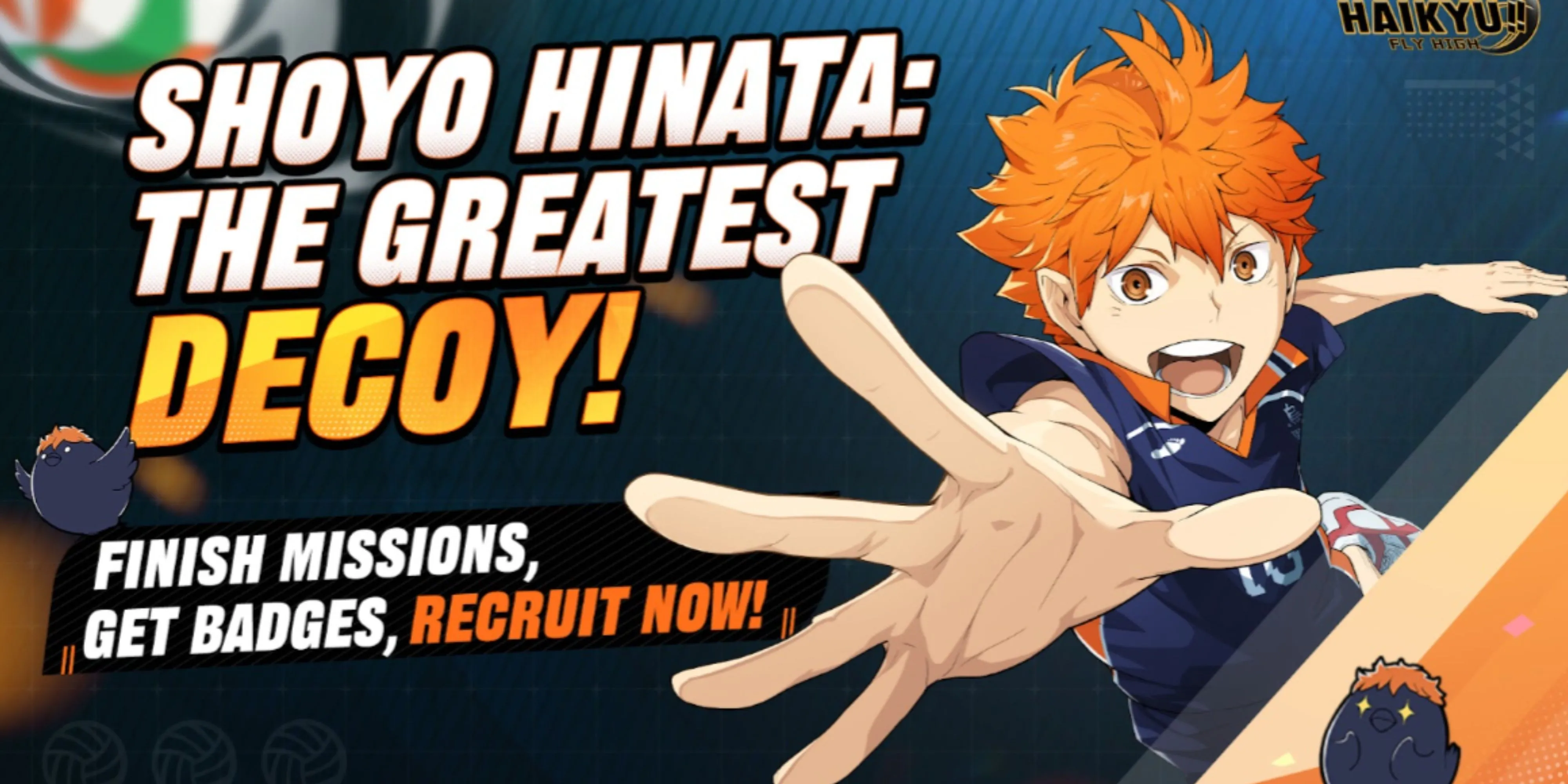 Shoyo Hinata trong sự kiện khởi đầu game Haikyuu Fly High, nhân vật chính của loạt anime.