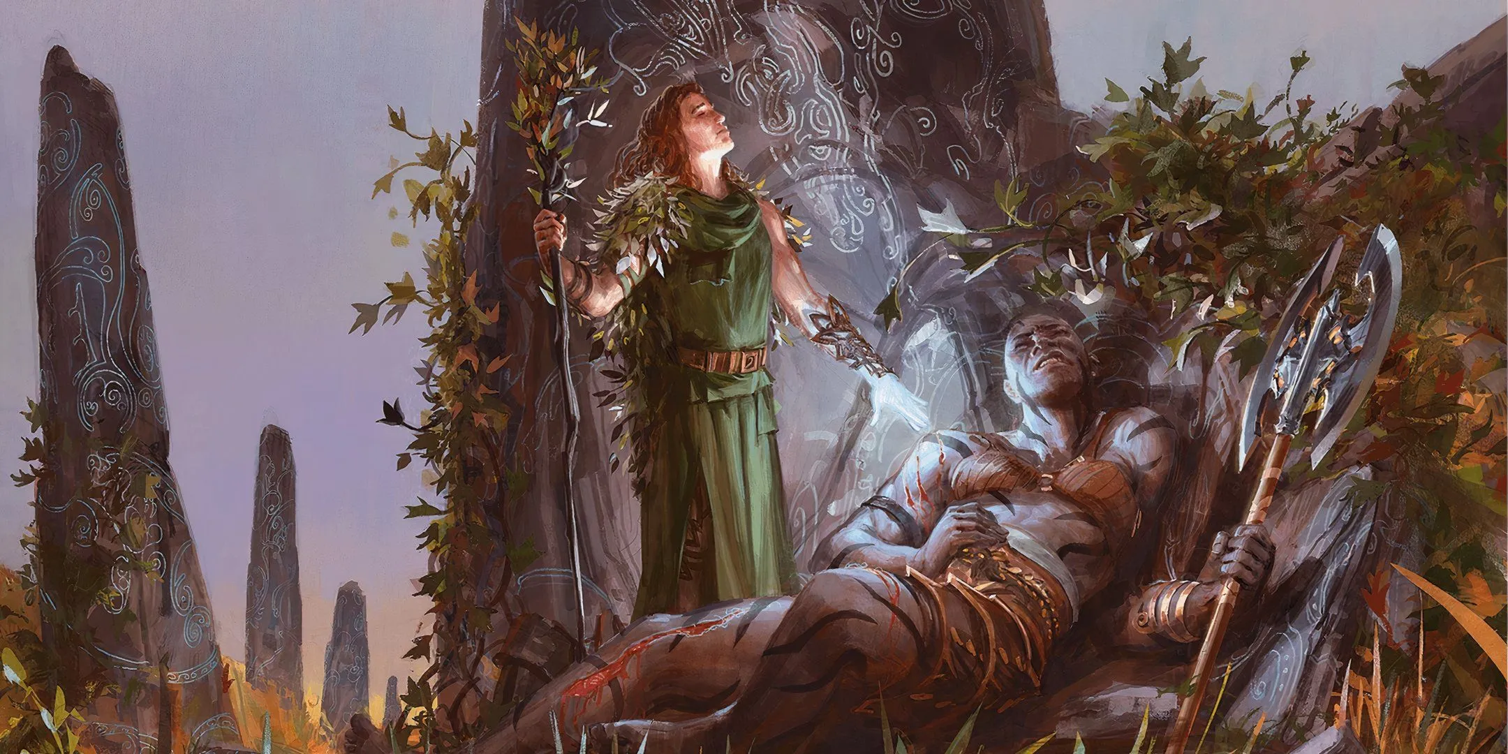 Thầy tu D&amp;D đang hồi phục cho chiến binh bị thương, cảnh tượng sẽ không xảy ra nếu luật không hồi sinh được áp dụng.