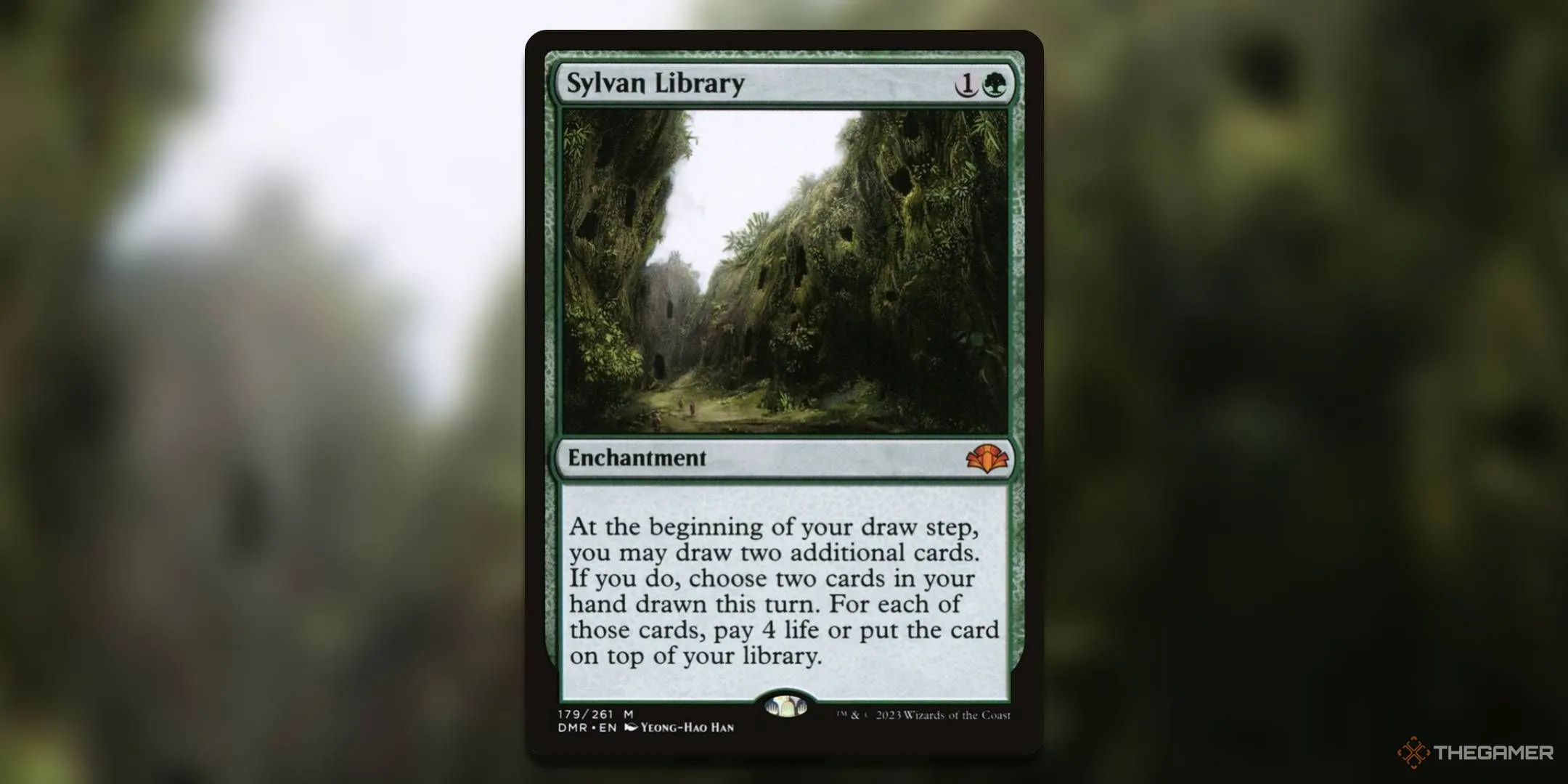 Thẻ enchant Sylvan Library trong Magic The Gathering giúp rút bài