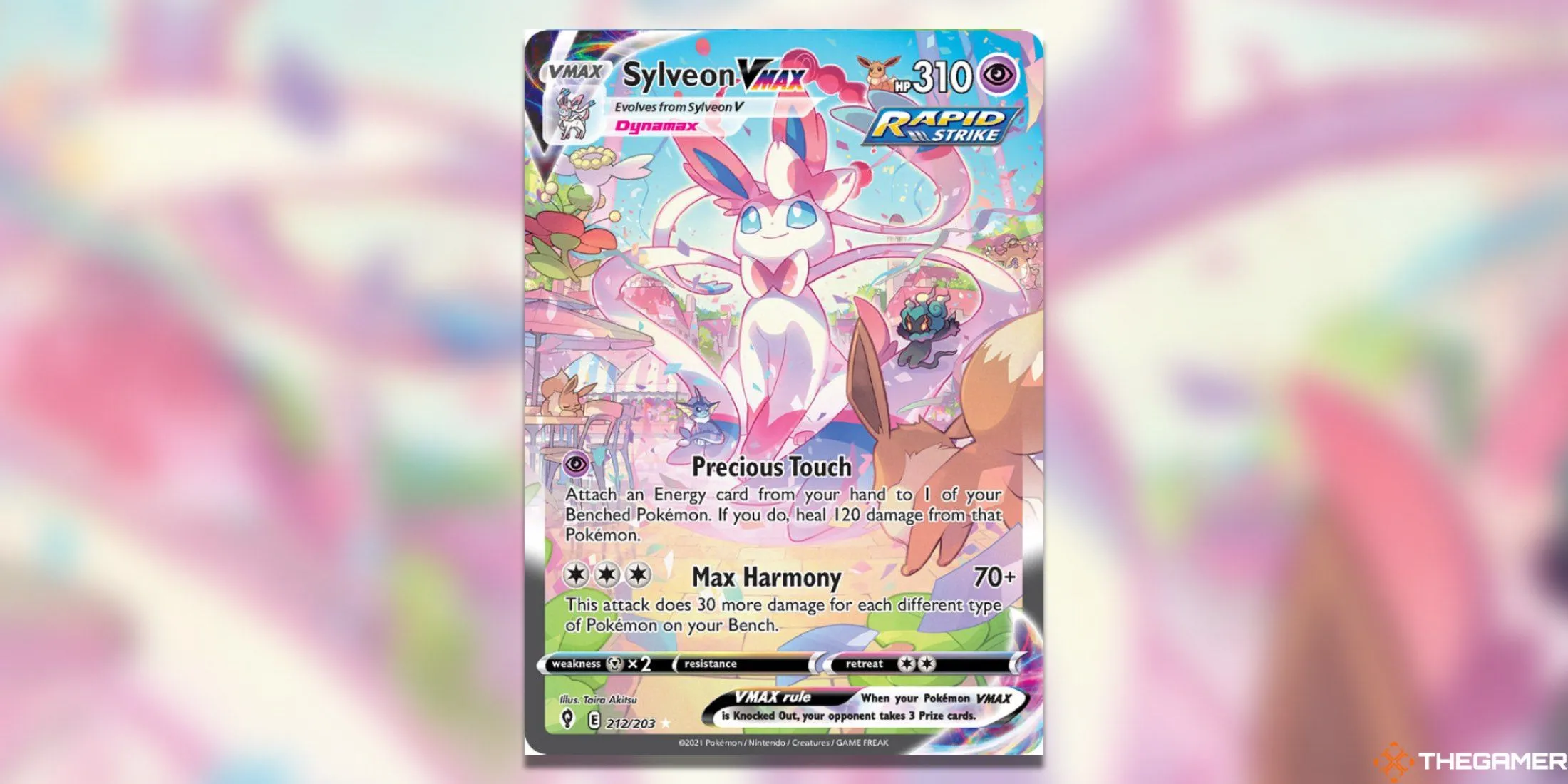 Thẻ Sylveon VMAX Alternate Art từ bộ Evolving Skies của Pokemon TCG.