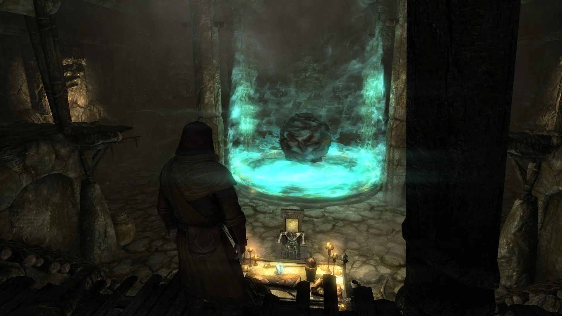 Trận chiến chống lại các con trai của Gauldur trong nhiệm vụ Forbidden Legend, nơi Dragonborn thu thập mảnh Ghaldur Amulet huyền thoại.