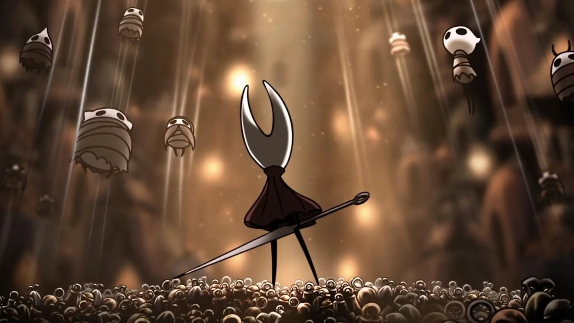 Ảnh artwork/ảnh gameplay của Hollow Knight: Silksong thể hiện nhân vật Hornet và thiết kế thế giới u ám nhưng chi tiết