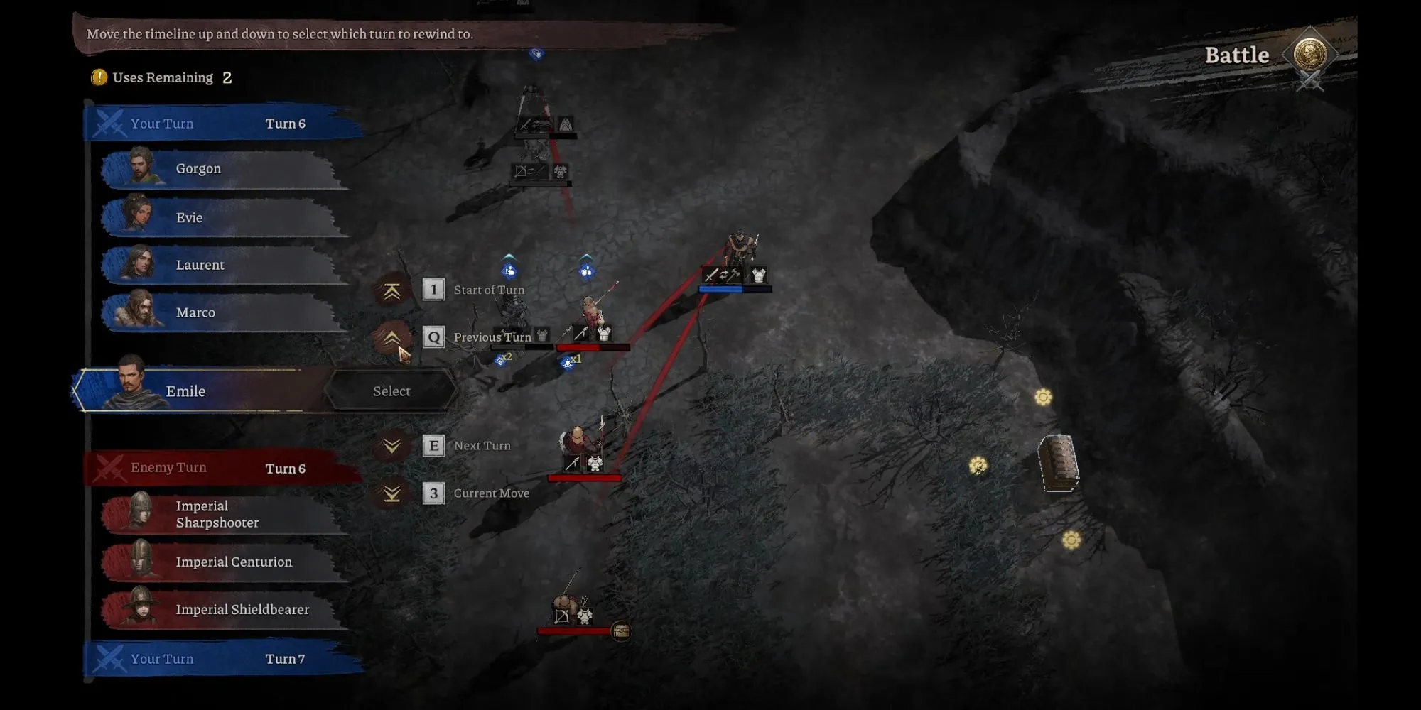 Ảnh trận chiến Lost Eidolons: cảnh chiến đấu theo lượt với lưới ô và nhân vật