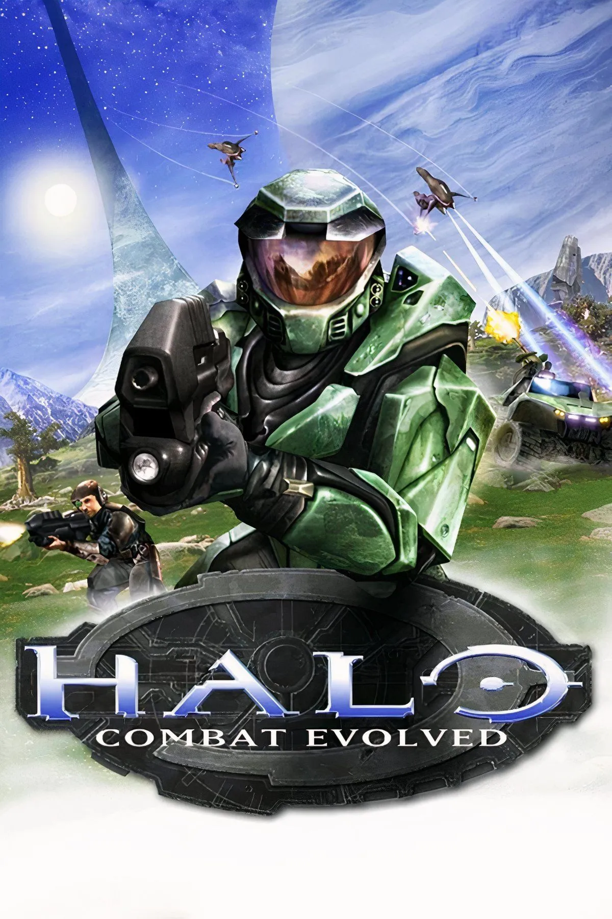 Artwork tổng hợp Halo: ảnh collage liên quan đến Halo, nhắc lại lịch sử franchise và bản gốc Combat Evolved