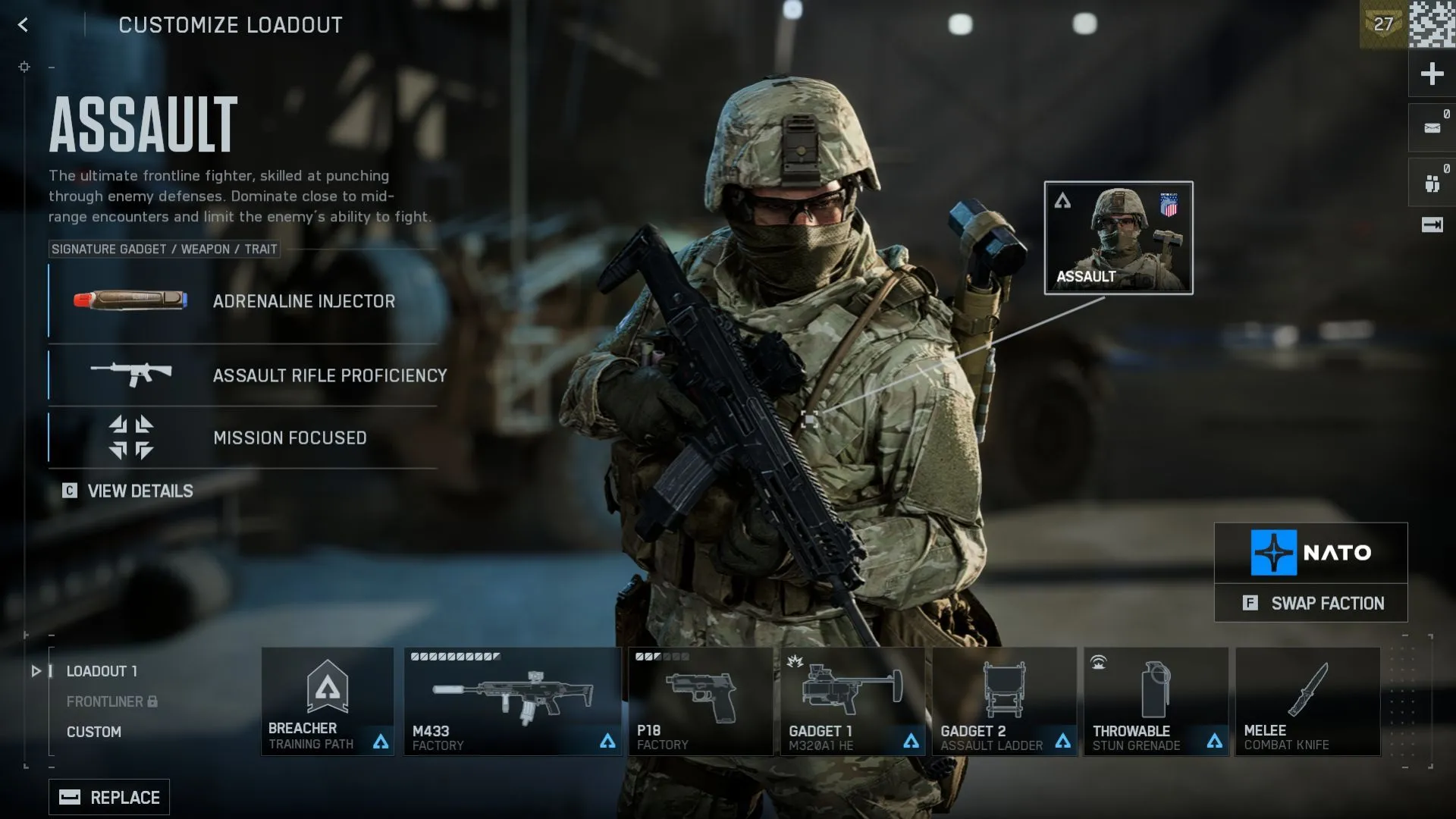 Assault trong Battlefield 6 với khẩu AR và thiết bị hỗ trợ