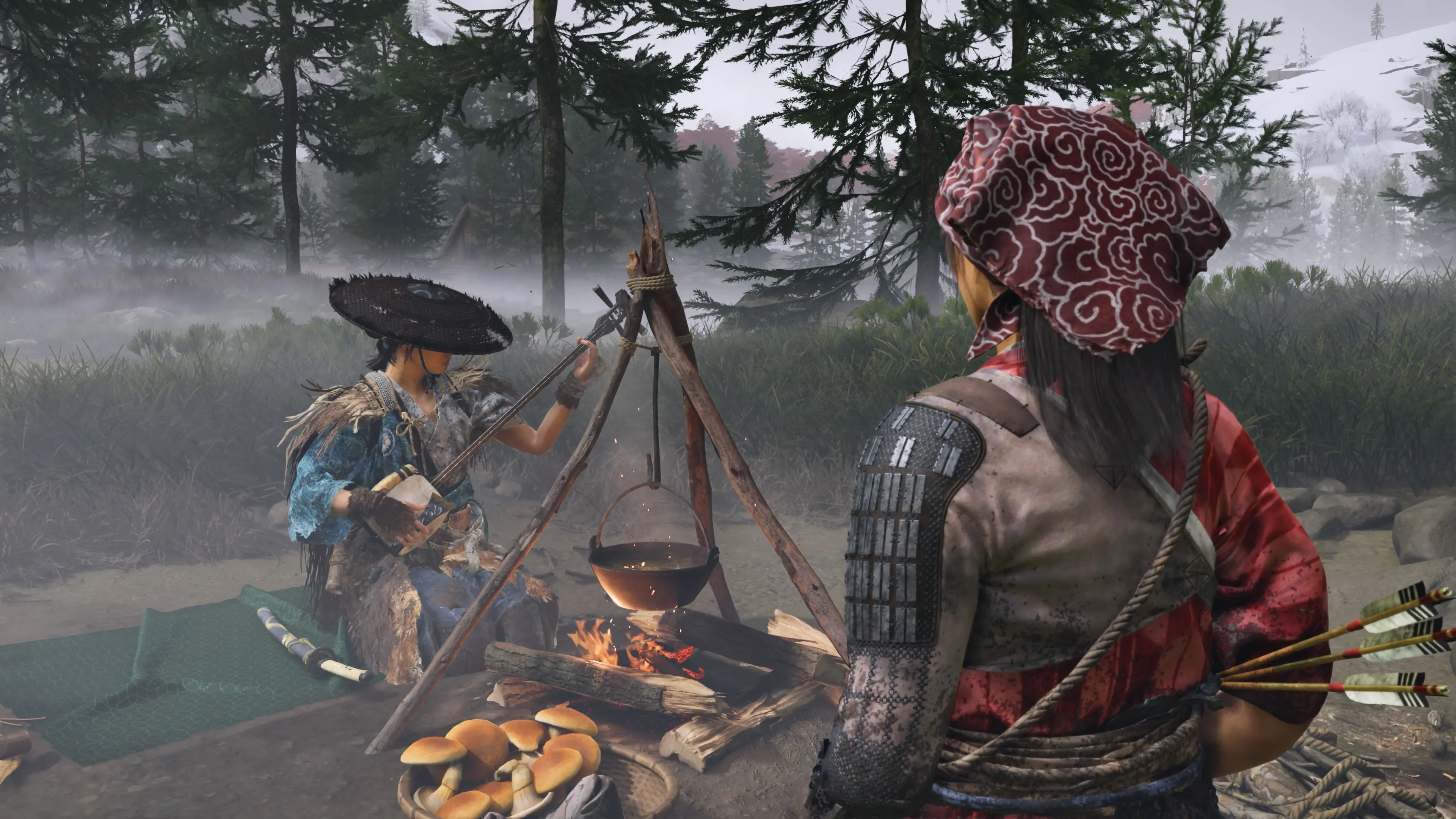 Atsu gảy shamisen trong khoảnh khắc nghỉ ngơi, một chi tiết giúp tăng chiều sâu nhân vật