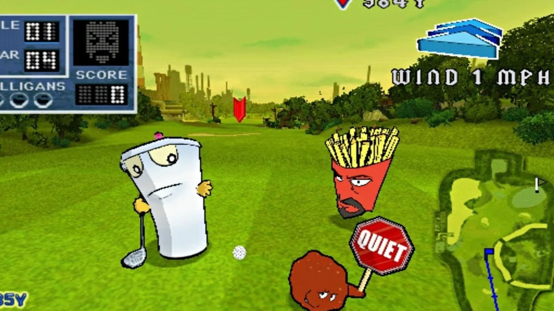 Bìa Aqua Teen Hunger Force Zombie Ninja Pro-Am trên PS2, kinh nghiệm chơi kém chất lượng