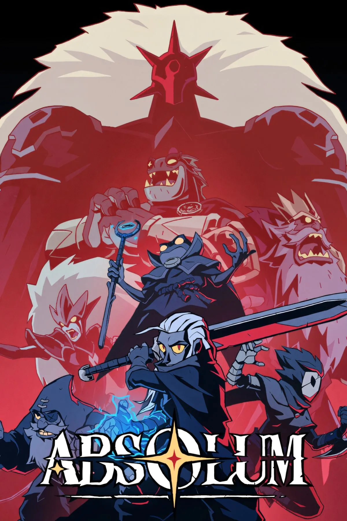 Bìa artwork Absolum phong cách vẽ tay, thể hiện tông màu rực rỡ và nhân vật chính chuẩn indie