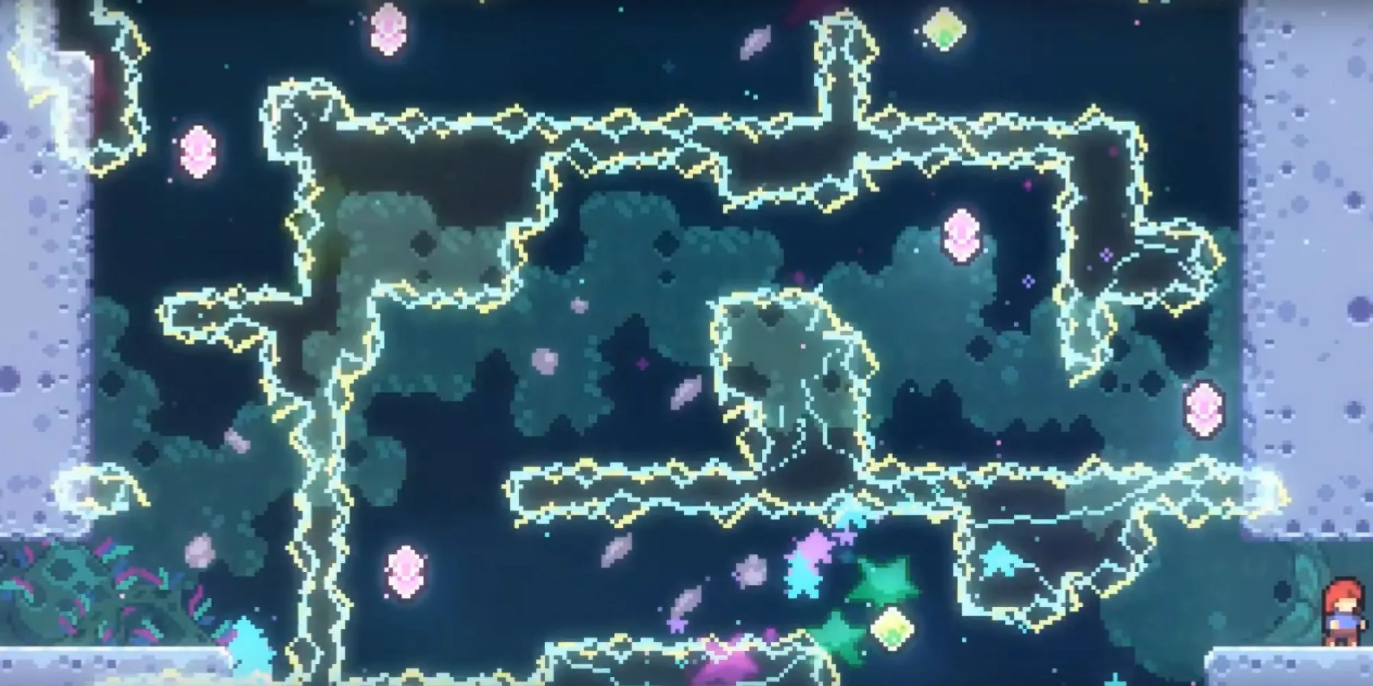 Celeste Farewell — màn cuối với chuỗi nhảy, dash và wall-grab liên tiếp, đòi hỏi phản xạ hoàn hảo