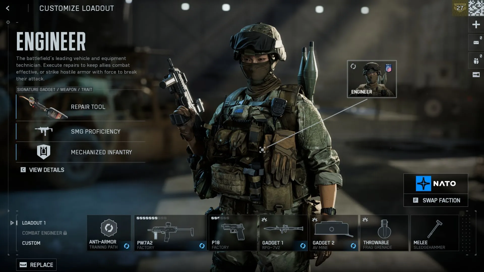 Engineer sửa chữa xe tăng và chuẩn bị rocket chống phương tiện