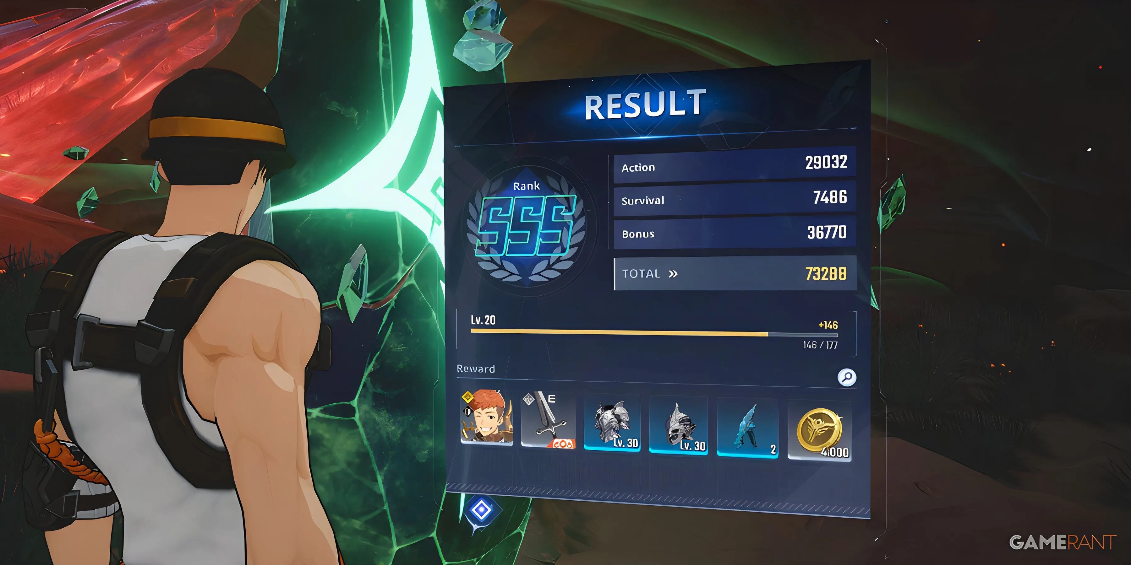 Giao diện kết quả nhiệm vụ và kỹ năng tối thượng trong game