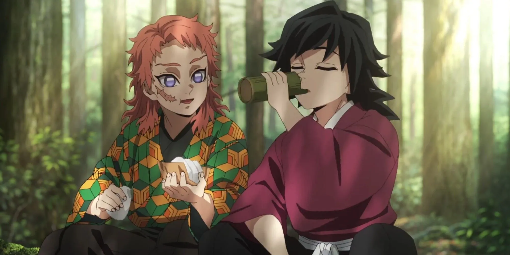 Giyu đứng lặng nhìn, biểu lộ nỗi buồn và ký ức về Sabito