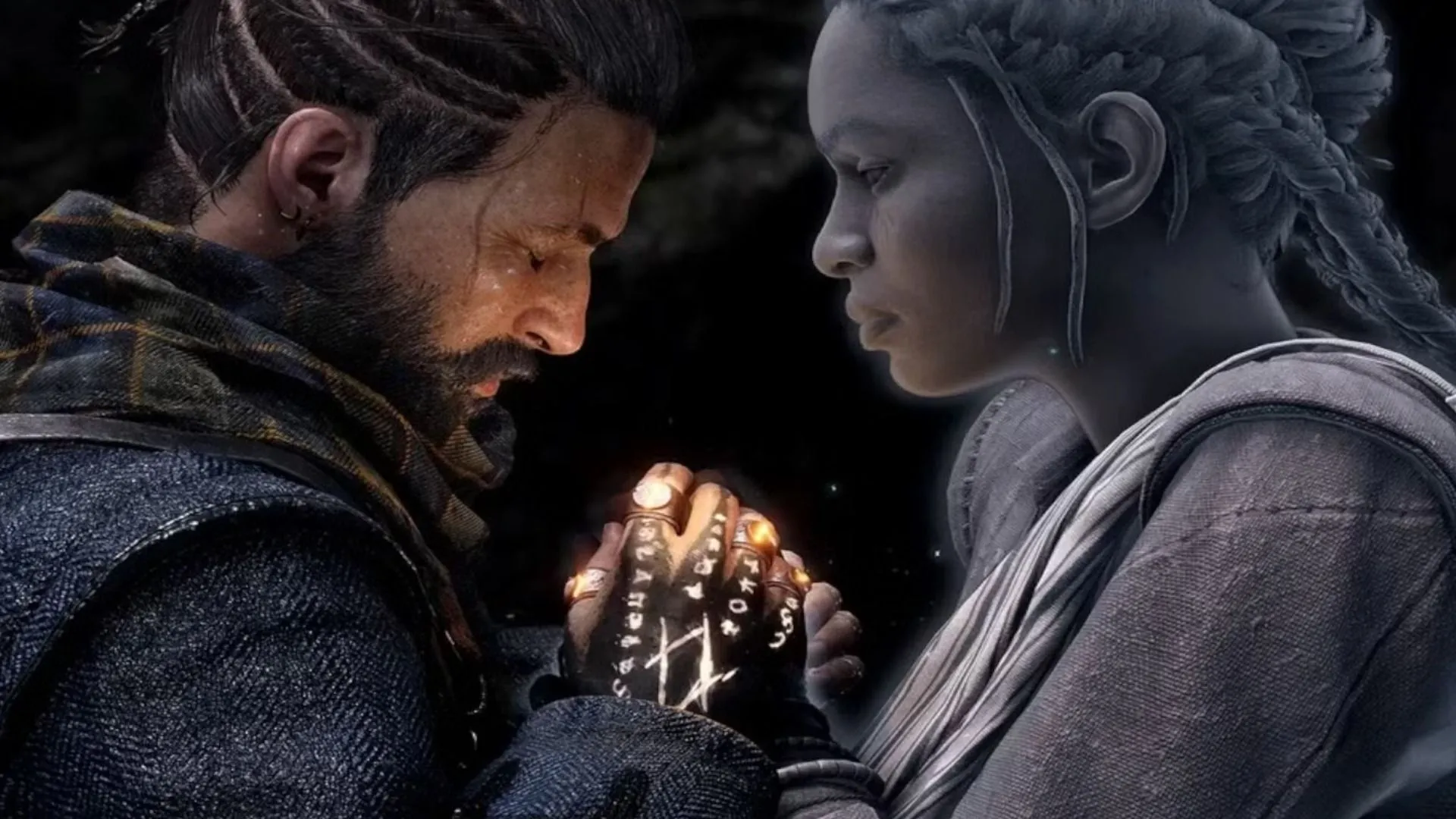 Hình ảnh bối cảnh u ám của Banishers: Ghosts of New Eden, toát lên không khí điều tra và cảm xúc