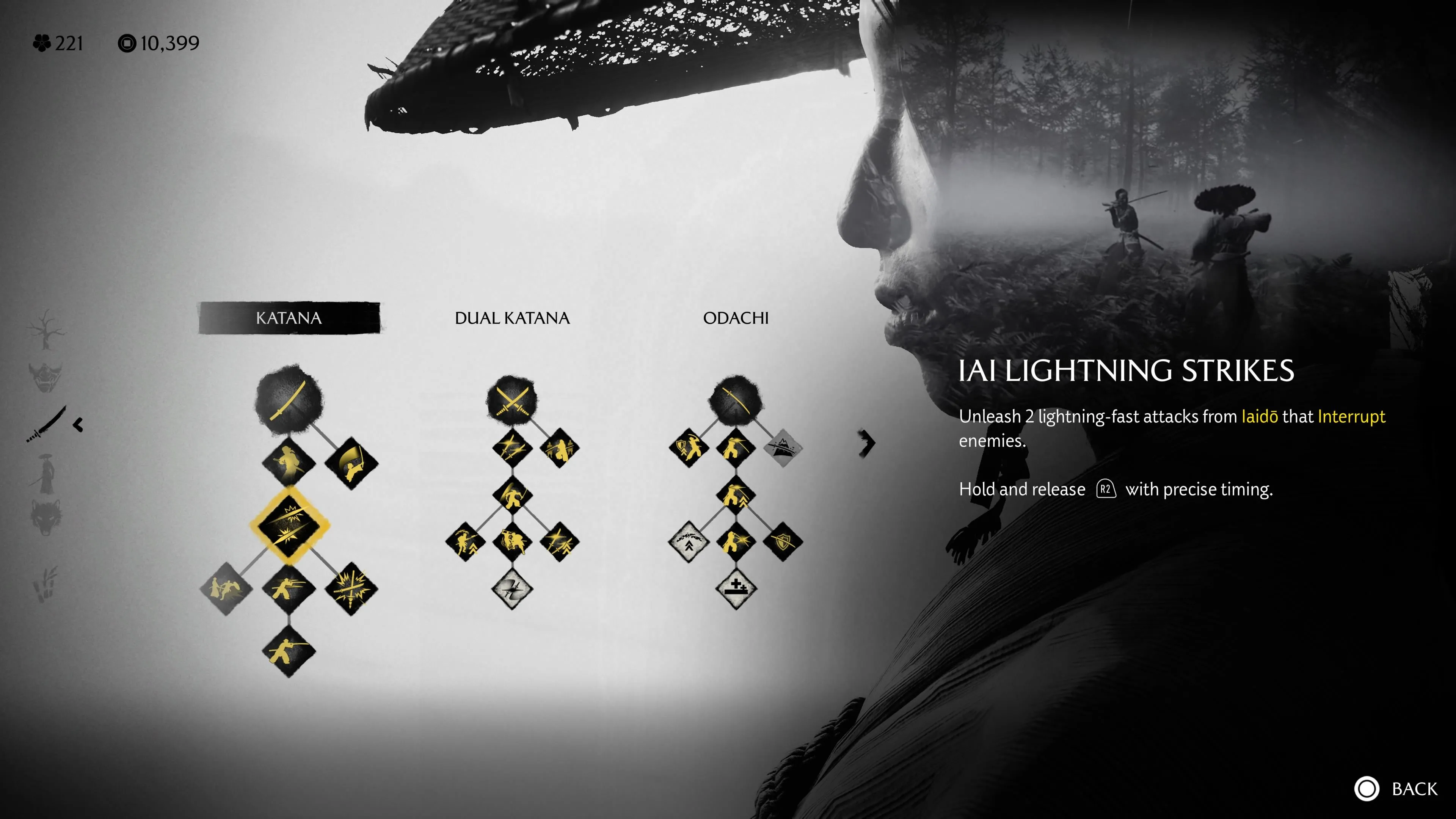 Iai Lightning Strikes - kỹ năng timing cho Dual Katana trong Ghost of Yotei