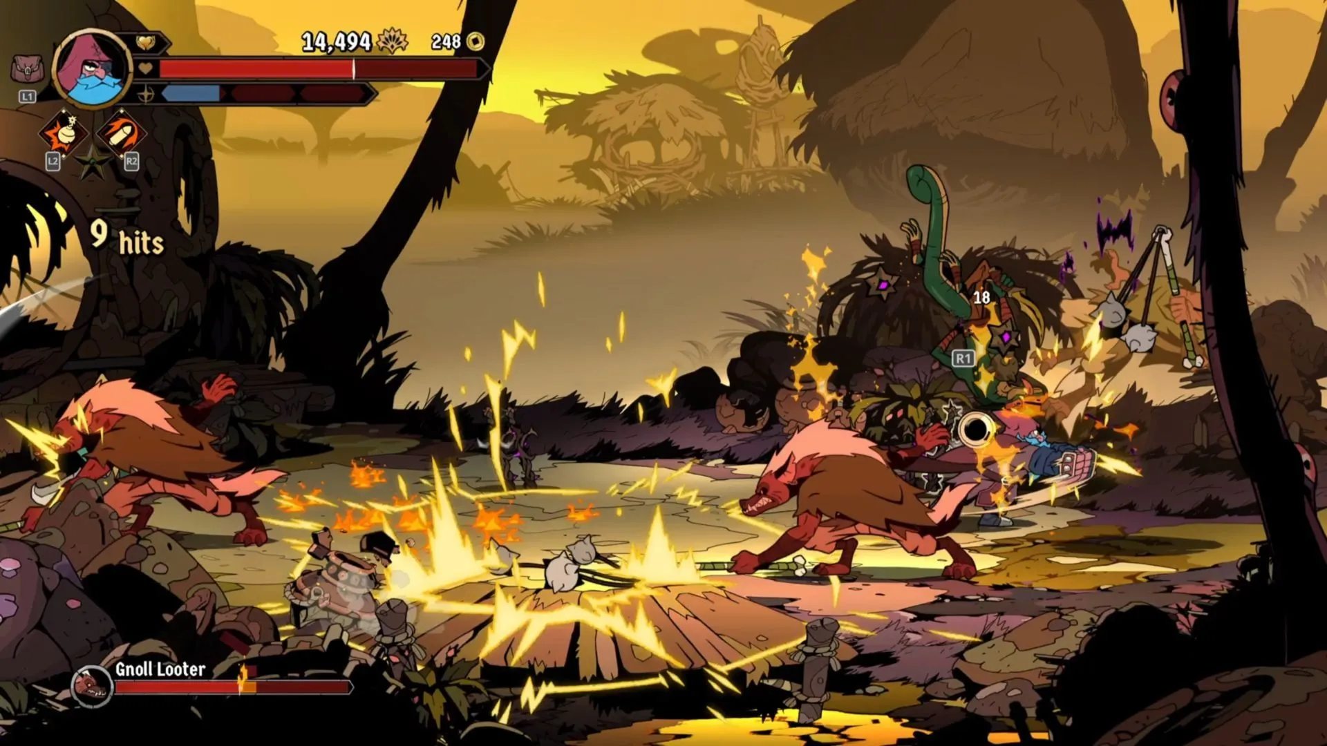 Ironhead Rush — Karl lao đầu mạnh, đẩy lùi và gây sát thương diện rộng