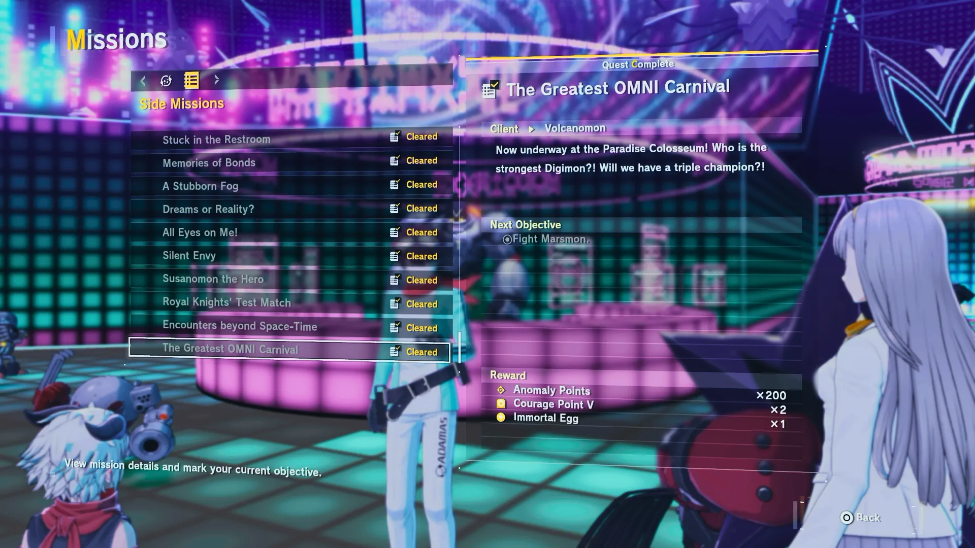 Marsmon trong Paradise Colosseum, cảnh chiến đấu cuối cùng với hiệu ứng Corona Sanctions