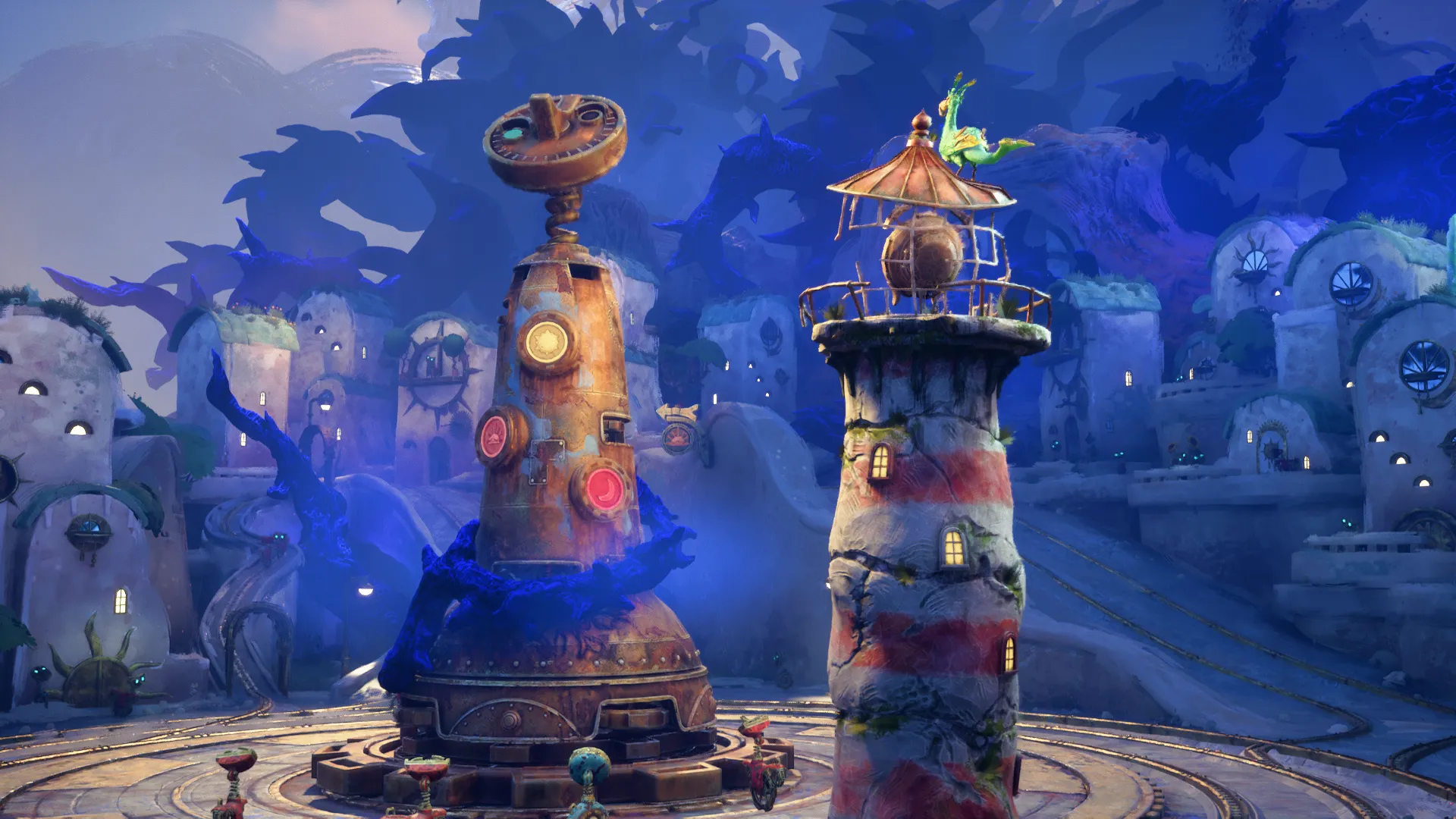 Một cảnh trong Keeper cho thấy góc nhìn cố định và bố cục môi trường chi tiết