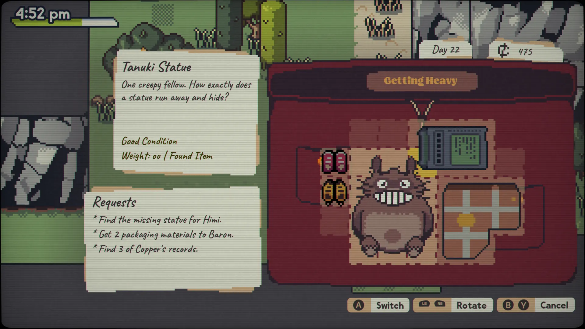 Quản lý đồ đạc và nâng cấp trong Fading Serenades, menu item và đồ họa pixel đáng yêu