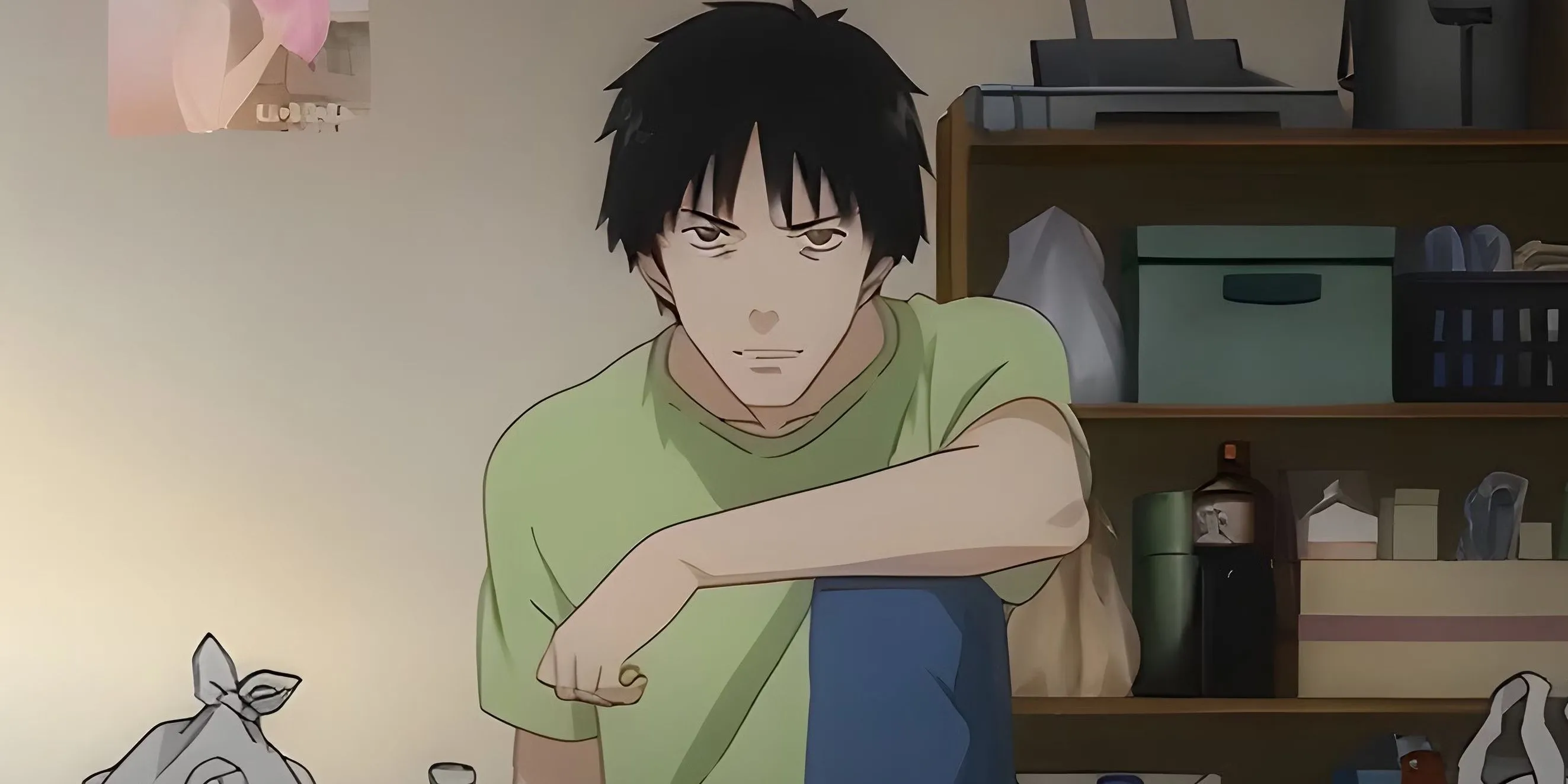 Satou cô độc trong phòng, hình ảnh minh họa anime về suy sụp và cô lập xã hội