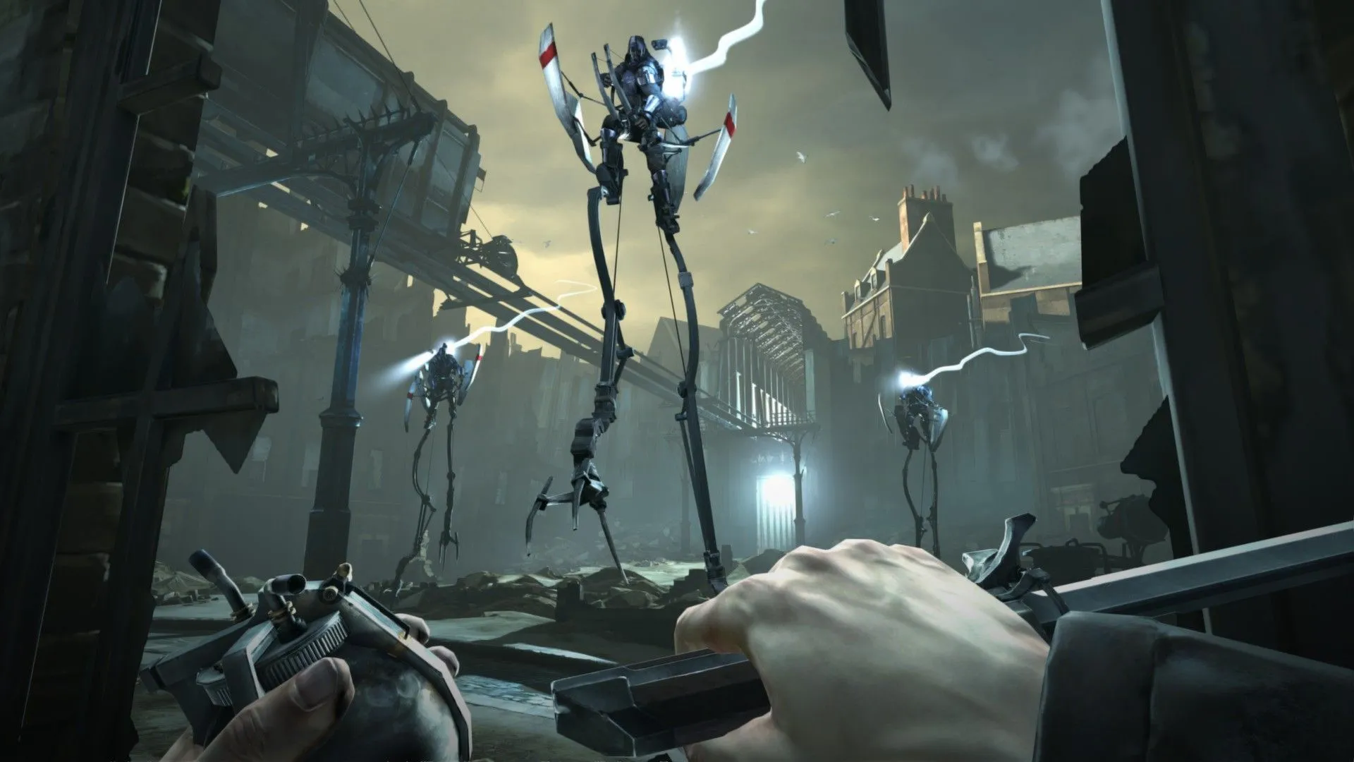 Screenshot in-game Dishonored: bối cảnh ám sát và lựa chọn tiếp cận nhiệm vụ