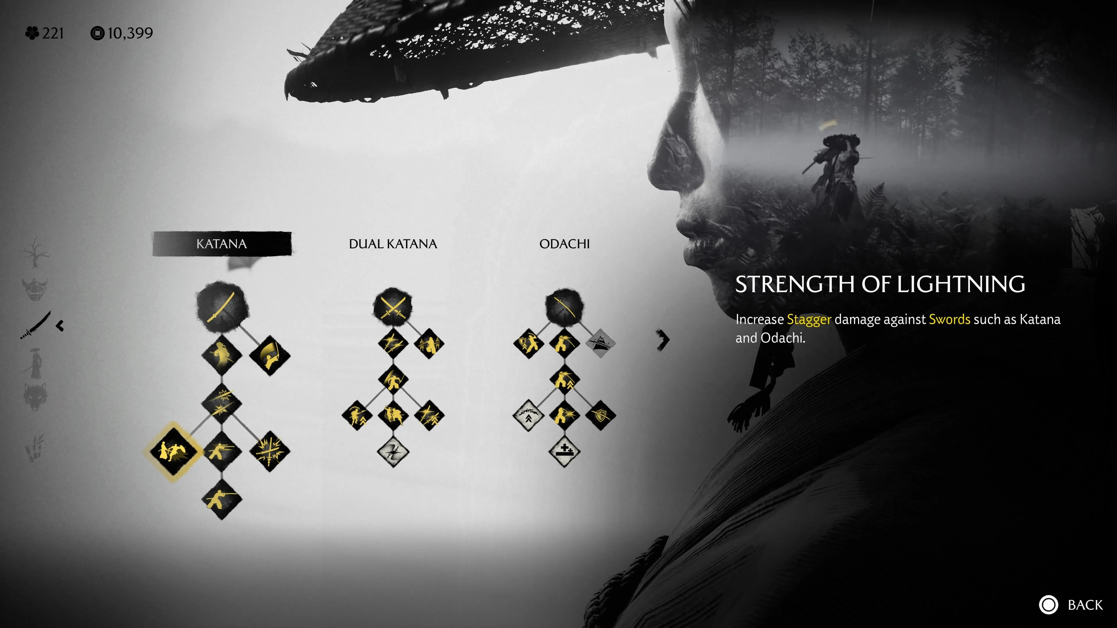 Strength of Lightning - tăng stagger cho Katana trong Ghost of Yotei