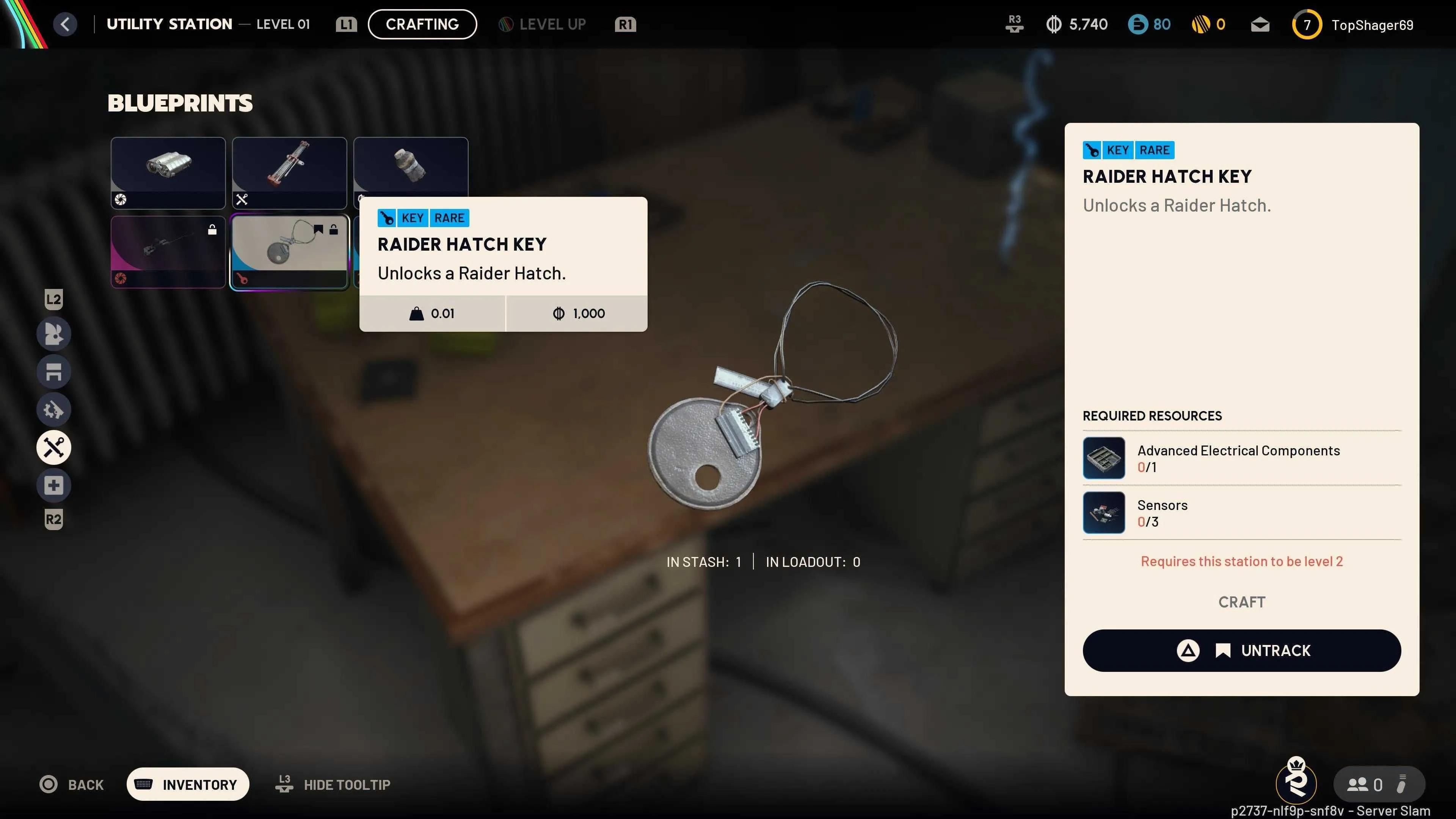 Vật phẩm Raider Hatch Key trong Arc Raiders - chìa khoá thang máy trốn thoát