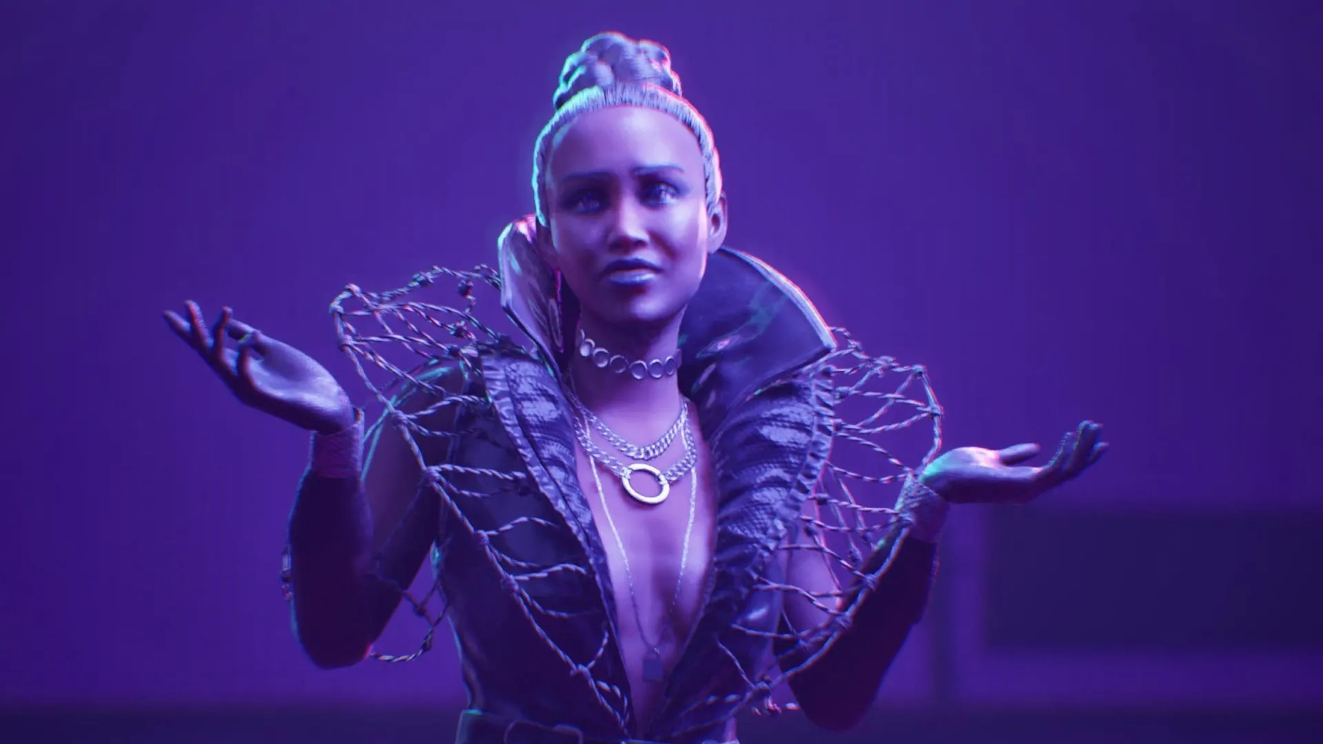 Ysabella và cảnh tương tác phe Camarilla trong Bloodlines 2, thể hiện xung đột phe phái và đối thoại